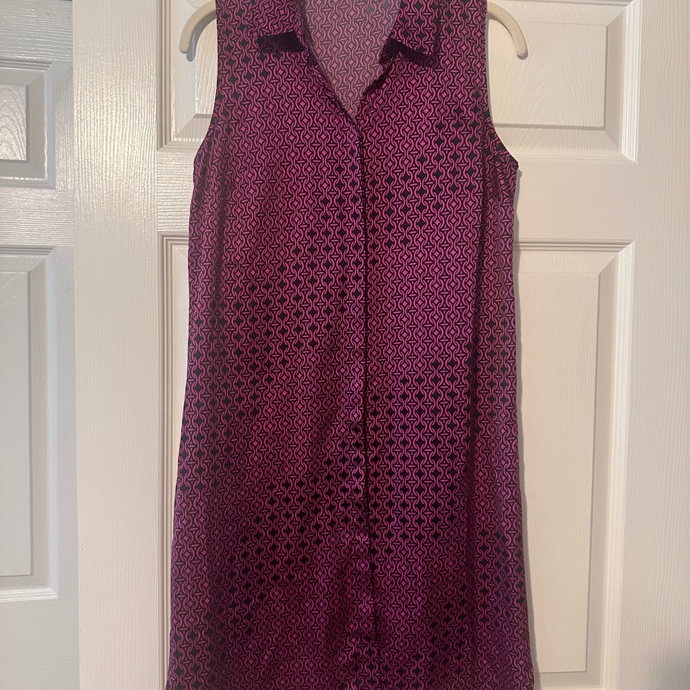The Limited purple/navy geometric print, sleeveless dress, size small